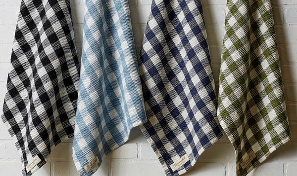 Design Imports Dishtowel, Olive and White Checker