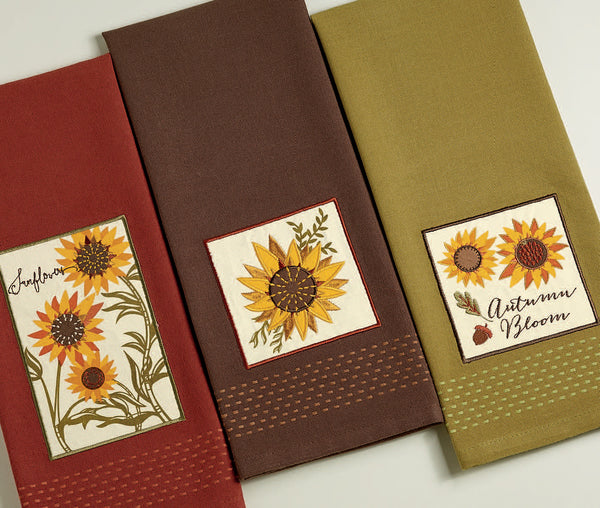 Rustic Sunflower Embellished Dishtowels - Mixed Dozen – DII Design Imports