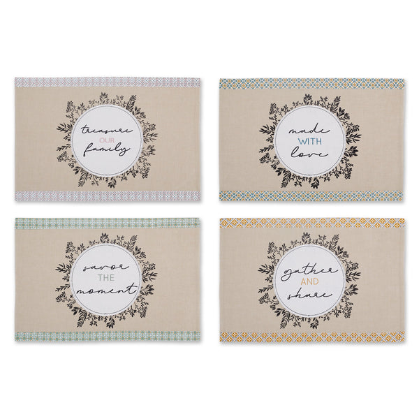 Wholesale Heartfelt Sayings Embellished Placemats Mixed Dozen DII