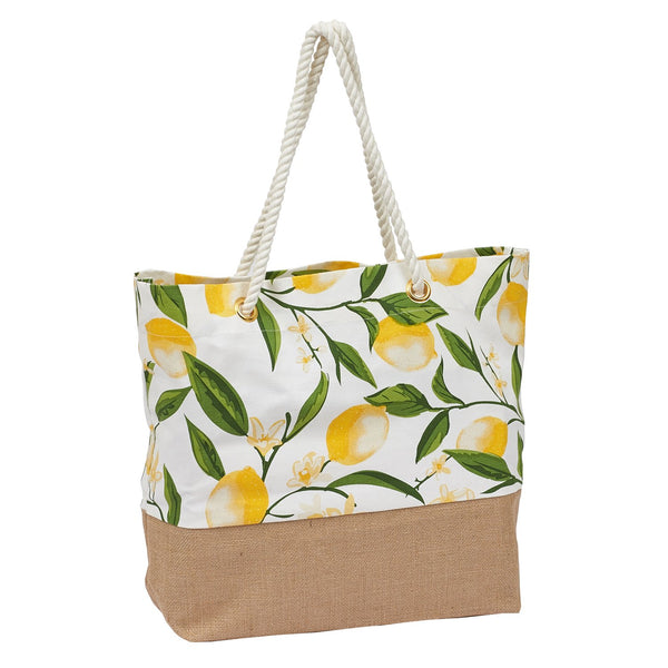 Juicy Green Lemons Print Shopping Tote - Fresh and Vibrant – Gregatex