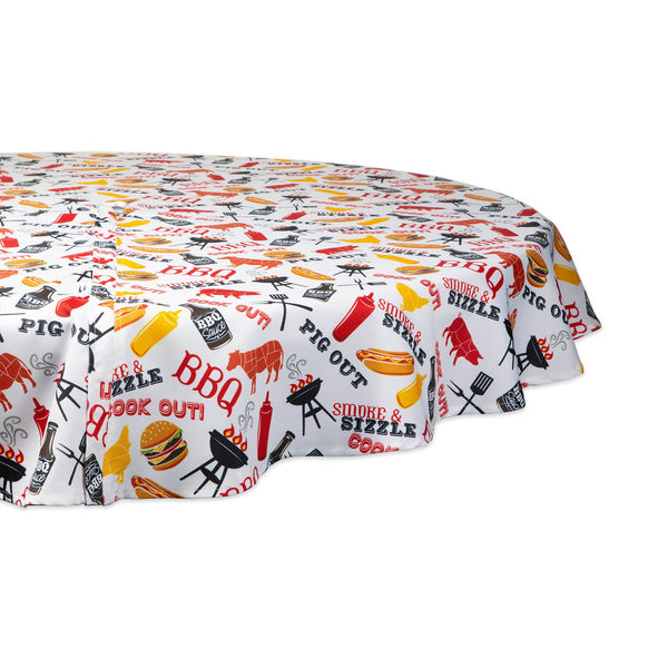 BBQ Fun Print Outdoor Tablecloth 60 Round