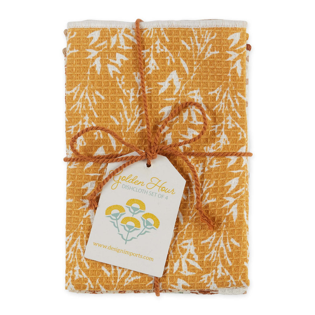 Cozy Days Printed Waffle Dishcloth Set of 4