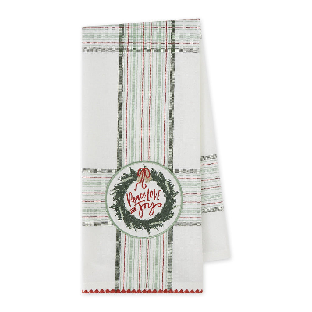 Peace Love Joy Embellished Dishtowel