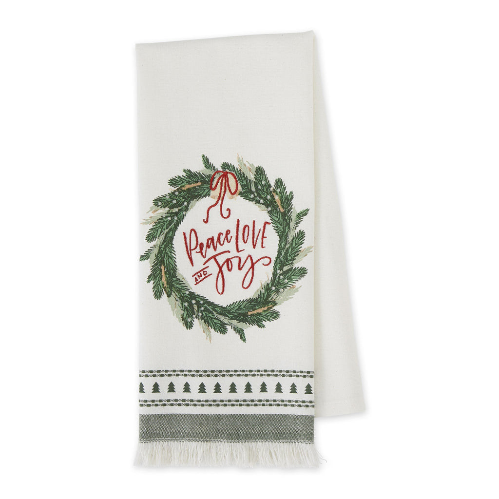 Balsam Wreath Embellished Dishtowel