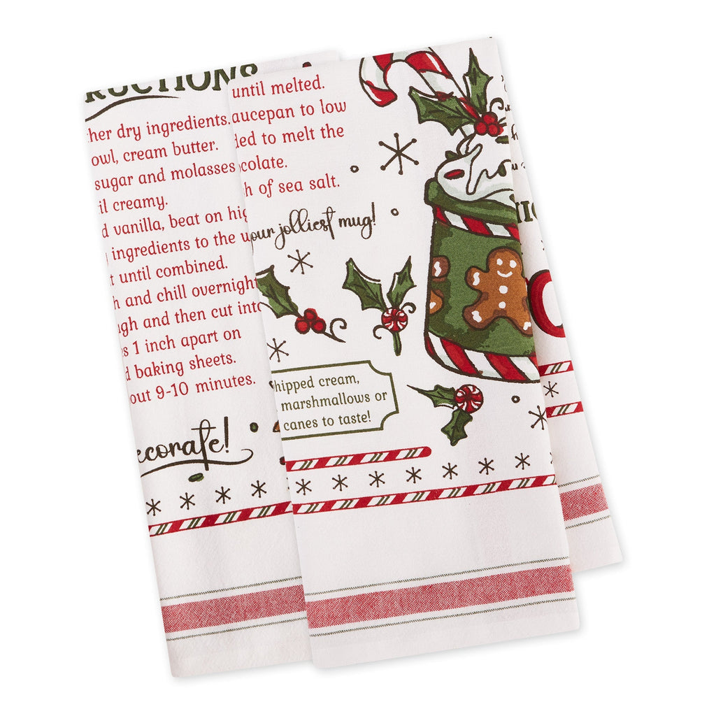 Hot Cocoa & Warm Gingerbread Cookies Printed Dishtowels Mixed Dozen