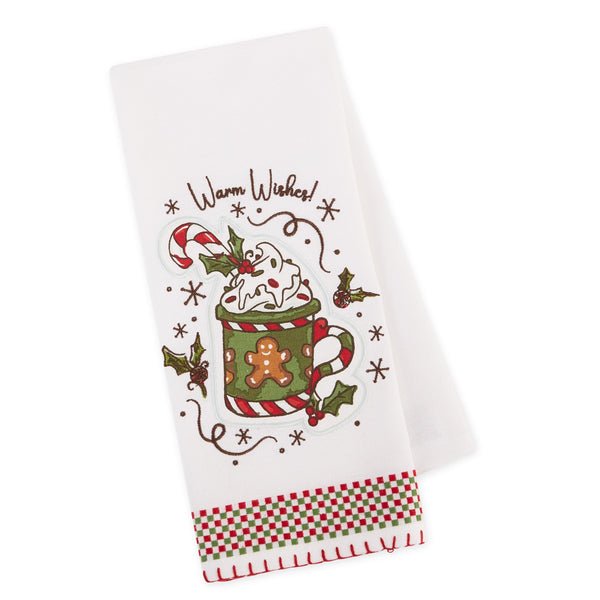 Warm Wishes Hot Cocoa Embellished Dishtowel