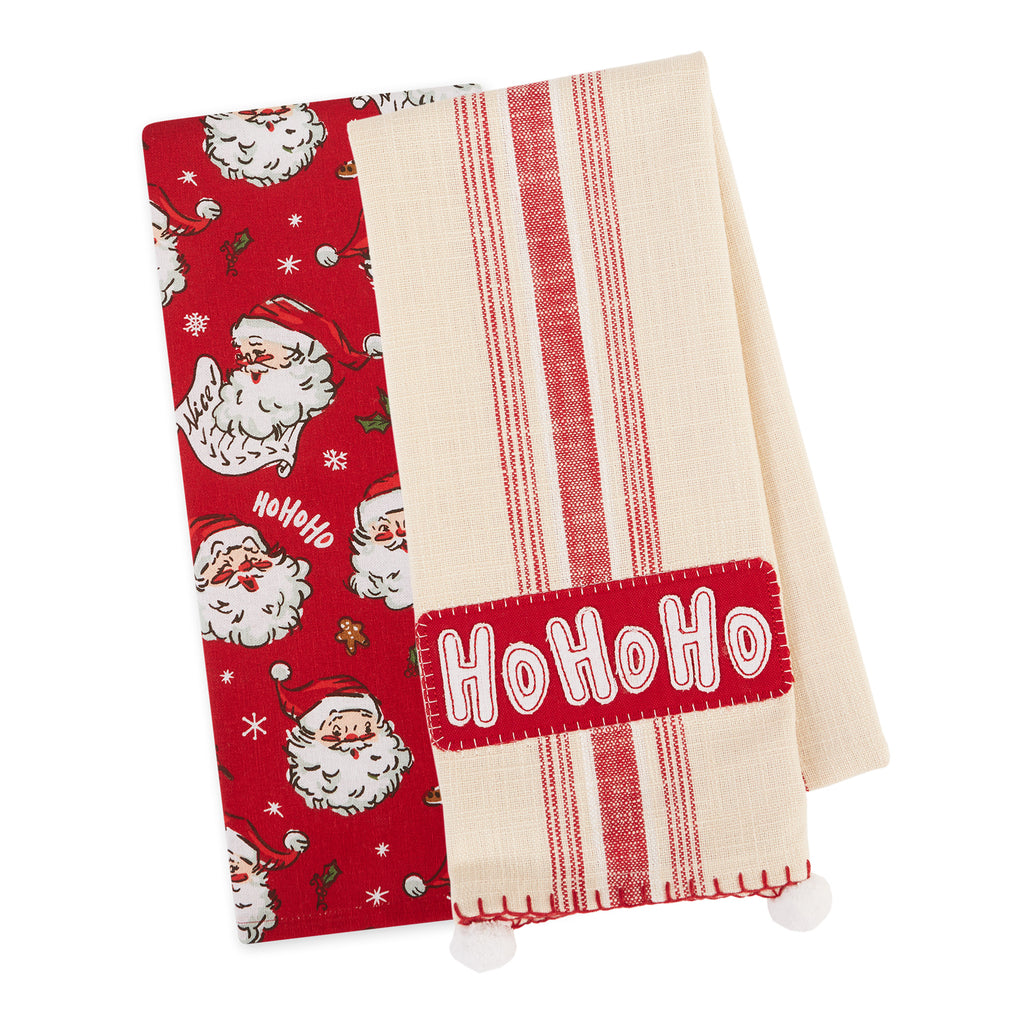 HO HO HO SANTA DISHTOWEL SET OF 2