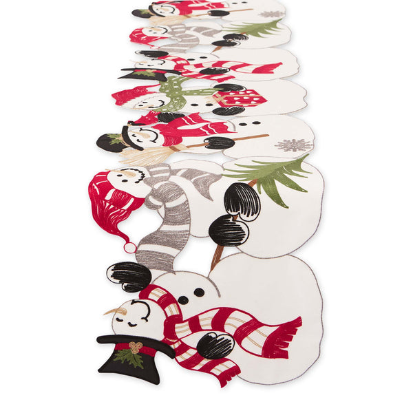 Cheerful Snowman Embellished Table Runner