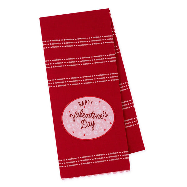 Happy Valentine's Day Embellished Dishtowel