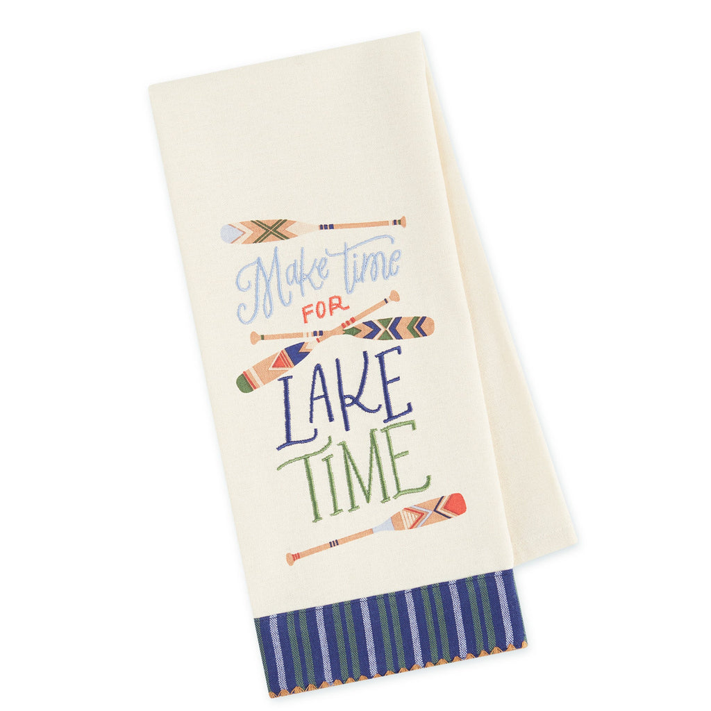 Make Time For Lake Time Embellished Dishtowel