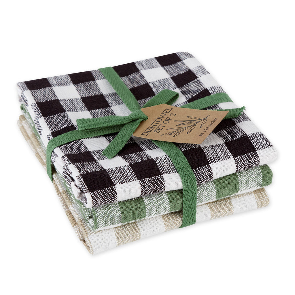 Green House Checks Heavyweight Essentials Dishtowel Set of 3