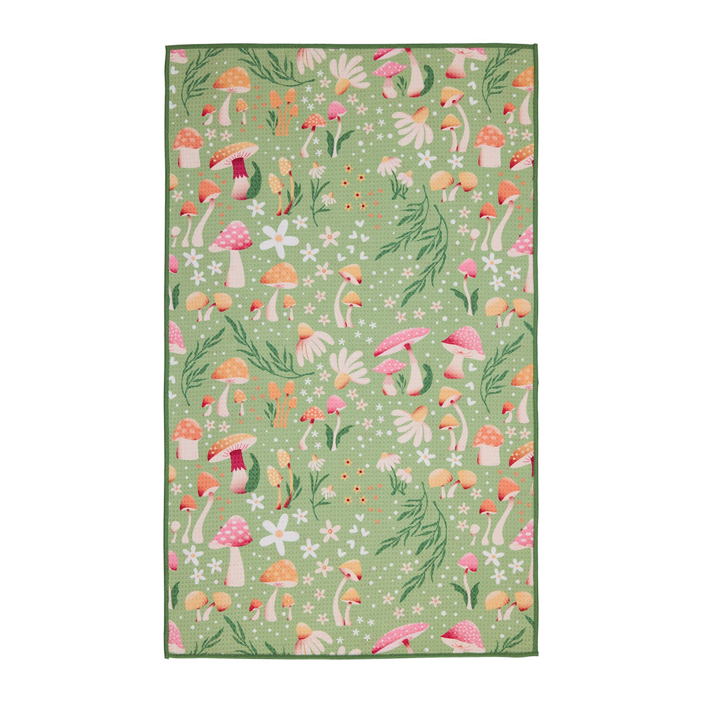 Mushroom Meadow Printed Microfiber Dishtowel