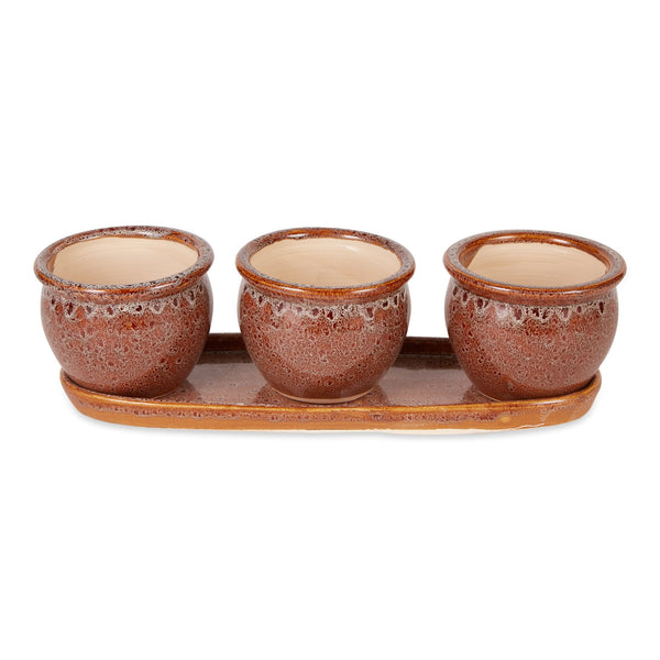 Brown Round Planter Set of 3