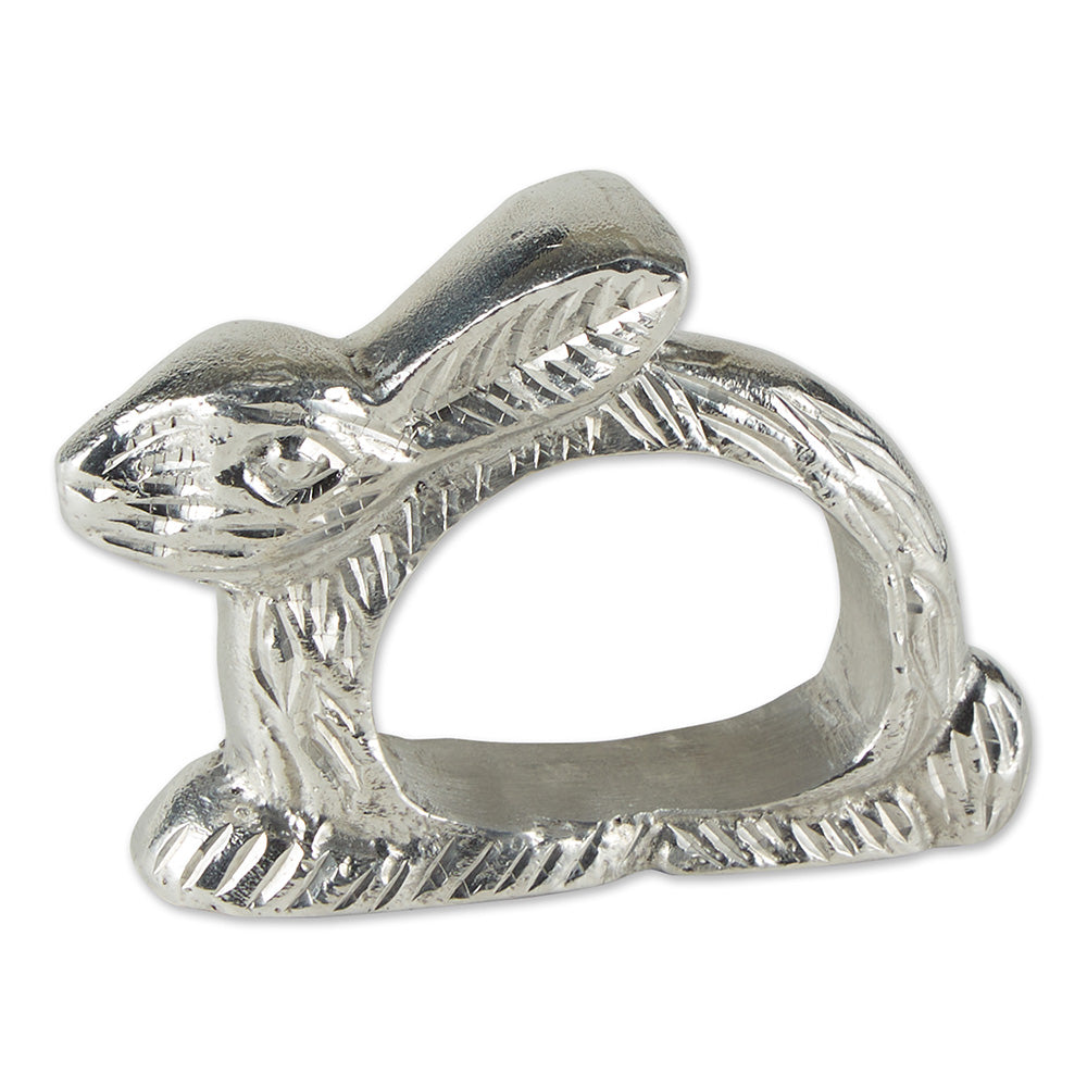 Silver Rabbit Napkin Ring Set