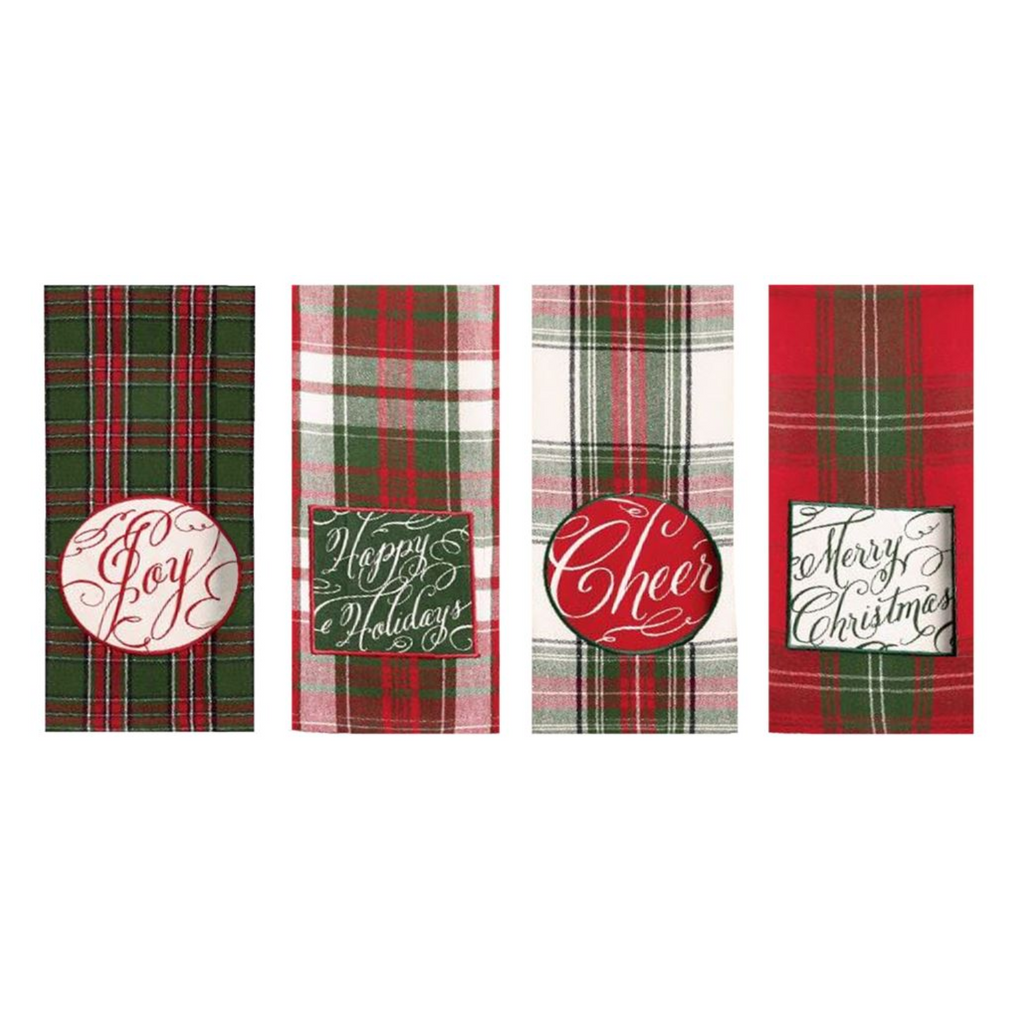 Holiday Scripts Embellished Dishtowels Mixed Dozen